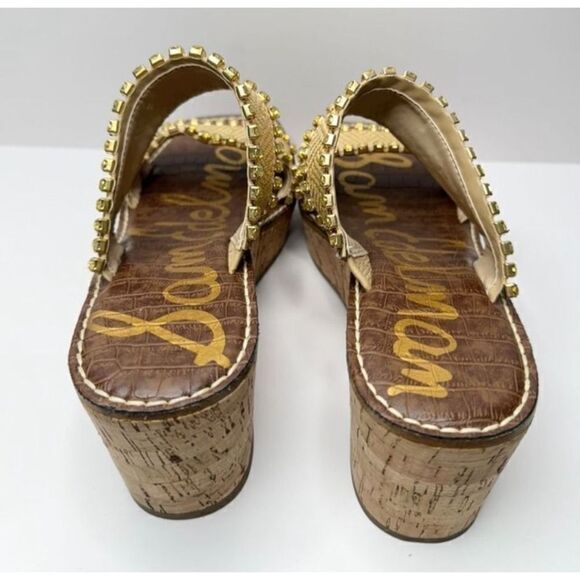 Sam Edelman Angelina Wedges Sandals Raffia Rhinestone Embellished Size 9.5 - Picture 5 of 7